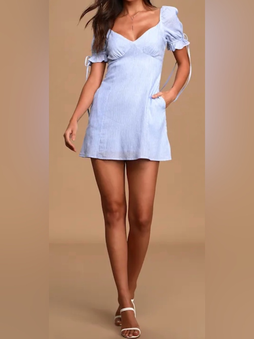 Lulu's 100% Cotton Sweet As Can Be Striped Blue Mini Dress Size M